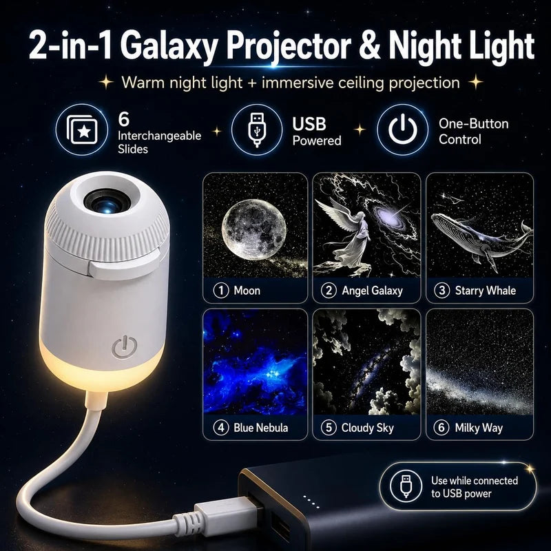 Portable Mini USB Starry Sky LED Night Light Projector