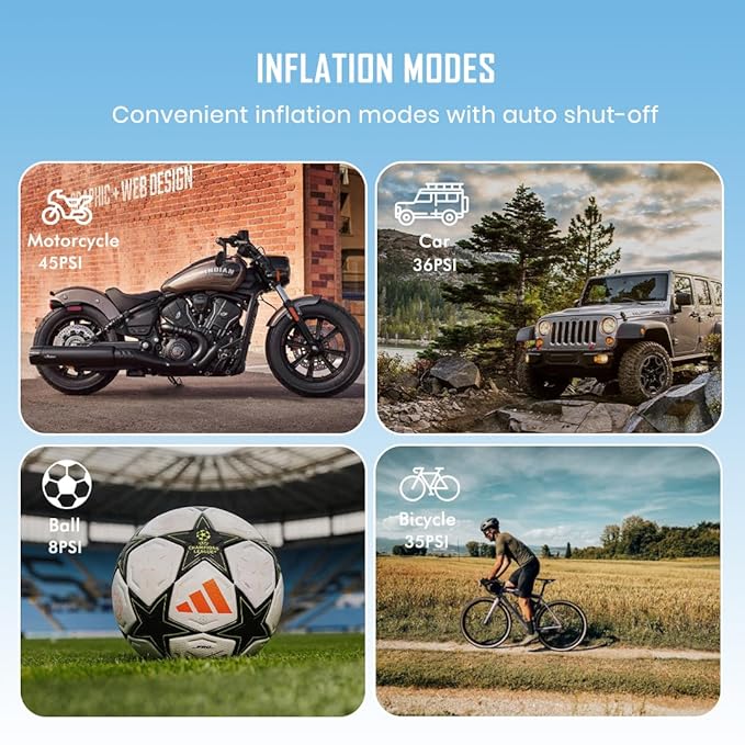 150PSI Portable Tire Inflator – Cordless Air Compressor for Car & Bike 🚗🏍️ | UAE